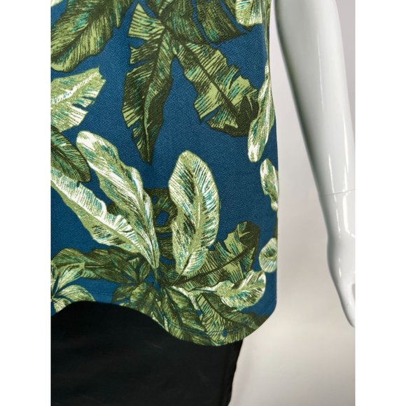 Love Scarlett Zip Front Leaf Pattern Top Size Large Blue, Green Polyester Blend - Picture 11 of 16